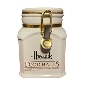 Harrods Knightsbridge Food Halls Ceramic Cream and Gold Canister